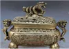 Marque chinois vieux Bronze Dragon Dragons Foo Fu chien Lion brûleur d'encens encensoir 9066591