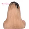 Peruca frontal do laço do cabelo brasileiro # 1b 27 em linha reta ombre marrom rendas frontal peruca curto longo rehanna estilo cabelo