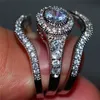 Set di fedi nuziali in argento, gioielli di fidanzamento da uomo, anelli di coppia con diamanti alla moda per le donne