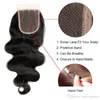 Haute qualité Grade 10A Brésilien Vierge Cheveux Humains Vague de Corps 3 Bundles Avec 4x4 Dentelle Fermeture MiddleThree Partie Couleur Naturelle 2421005