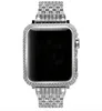 Étui de couverture de lunette en métal de diamant de cristal de strass avec ensemble de bracelet de montre en strass de cristal de luxe pour Apple Watch série 4 44mm 40mm7923149