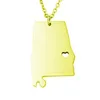 Alabama Arkansas Idaho Carte Collier Pendentif en Acier Inoxydable avec Love Heart USA State AR Géographie Carte Colliers Bijoux pour Femmes et Hommes