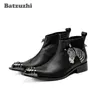Новый ручной работы Botas Hombre указал железа Toe сапоги безопасности мужчины черный натуральная кожа ботильоны zapatos де hombre сапоги!