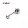 Double Clean Diamond Navel Piercing Navel Ring 100pcs lot Fashion Body Jewelry 100% Guaranteed 14G293o