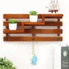 Uchwyt na ścianie Drewno Półka Kuchnia Łazienka Rack Organizer Small Key Wiszące Przechowywanie Case Home Decoration