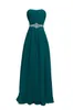 Gele Blauwgroen Lange Chiffon Strapless Bruidsmeisjesjurk Goedkoop Een lijn geplooide bruidsmeisje jurken Lace-up terug LDR2206