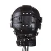 Bondage Luxury Sexy Zipper Hoods Casque Pu Leather Headgear Mask Head Restraints # Q76