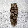 # 6 Medium Brown Afro Kinky Curly Tape Hair Extensions 100g 40pcs / Set Mongolian Kinky Curly Skin Weft Human Hair Machine Made Remy