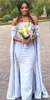 Unikalna Syrenka Druhna Dresses Off The Ramię Długie Rękawy Maid of Honor Dress Lace Aplikacje Suknia Gościnna Wedding Rates De Demoiselle