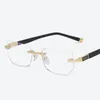 Óculos de leitura anti-luz azul Óculos para presbiopia Lente de vidro transparente Unissex Óculos sem aro Armação de óculos Força +1,0 ~ +4,0