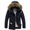 Jacket For Men Overcoat Chaquetas Hombre Winter Thick Warm Cotton Hooded Plus SizeFaux Fur Collar Zipper Long Sleeve M-3XL
