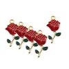 Wholesale 30PCS/Lot Gold Color Enamel Red Alloy Grace Rose Look Charms Handmade Pendant DIY Fashion Necklace Jewelry Findings