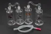 new Unique Design mini bong Glass Water Pipes Multicolor Recycler Oil Rig with Hose and Pot Bowl famale joint 10mm 2pcs