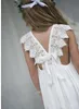 2017 New Arrival Boho Vestidos Da Menina de Flor Para Casamentos Baratos V Neck Chiffon Lace Formal Praia Vestido De Noiva Custom Made