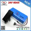 BIG Capacity PVC Cased 700W Electric Bike Battery 24V 60Ah with S amsung 18650 3C cell 30A BMS + 2A Charger FREE SHIPPING