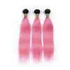 8a Qualität Rosa Haar 3 Bundles Mit Spitze Frontal Seide Gerade Menschenhaar Spinnt Mit Spitze Frontal Malaysisches Reines Haar Mit Spitze Frontal