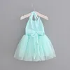 Niñas bebés Vestido de flores 3D 2018 verano Niños encaje Hilo neto vestidos de princesa Boutique Kids Backless suspender vestido de bola 4 colores C3816