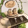 Anpassad lycka Owl Ring Pillow Natural Forest Bearer Holder Kuddar Engagemang Äktenskapsförslag bröllopsdagsdekoration 5915800