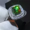 Venta al por mayor nupcial anillo de plata de ley 925 colorido Ammolite piedra de ópalo anillo de compromiso anillos de boda para las mujeres joyería única