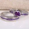 Inlaid Square Purple Crystal Zircon Princess Rings Set Trendy Ladies Full Zircon Engagement Ring Fashion Bride Jewelry Gifts1492905974240