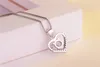 YHAMNI Original 100% 925 Sterling Silver Jewelry 6mm CZ Diamant Heart Pendant Necklace For Valentine's Day Gift of Love XDZ24202I