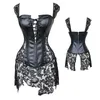 Steampunk Sexy negro imitación cuero hebilla Overbust Halter corsé cintura superior corsé burlesco traje Push Up Corsets8254873