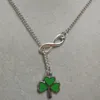 lucky 8& GREEN 3-LEAF CLOVER IRISH SHAMROCK TRINITY/Mermaid/I Love Quilting/Crosscharm sweater chain necklace DIY Women jewelry A63