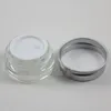 5G прозрачный матовый стеклянный крем баночка с серебряной алюминиевой крышкой, 5 грамм косметическая банка, упаковка для образца / крем для глаз, 5G мини-стеклянная бутылка