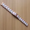 High Quality 14mm 16mm 18mm 20mm 22mm Watchband rose gold stainless steel wrap ceramic white for quartz watches Bracelets men womens bands