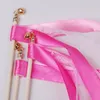 Colorful Ribbon Lace Wish Wands With Wooden Handle Small Bell Twirling Streamers For Wedding Party Decoration Angel Sticks New 1 67mk BB