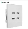 SHIERAK Smart Home 4 Ports USB Socket 5V 3.1A Electric Wall Charger Adapter Socket Power Charging Outlet USB Plug White Panel