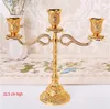 Złoty Silver Stop Candlestick Wedding Prop Świeczki Posiadacze Stół Ornament Candelabra Z Crystal Wisiorki Moda Party Centerpiece