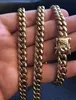 8mm Mens Cuban Miami Link Bracelet & Chain Set 14k Gold Plated Stainless Steel