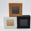 30st/Lot Square White/Black/Kraft Window Box Packaging Small Presentlådor med PVC -fönster för godis/tvål/smycken Display Box 3.22