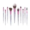 10pcs Glitter Sequin Makeup Brushes Set Eye Shadow Concealer Eyelash Foundation Face Brush Cosmetic Beauty Tools