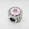 Authentieke 925 sterling zilver roze email magnolia bloemen charms originele doos voor Pandora kralen charms armband sieraden maken