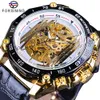 Forsining Big Dial Steampunk Design Luxury Golden Gear Movement Men Creative Openwork Watches Automatic Mechanical Wrist Watches264g