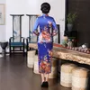 상하이 이야기 긴 Qipao 꽃 치즈 삼국 중국 전통 드레스 긴 슬리브 가짜 실크 긴 중국 드레스 244p