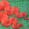 Cabelo Humano Weave Body Wave 2 Parte Cabelo Weave Bundles 10-26 polegadas Red Frete Grátis Remy Hair Bundle