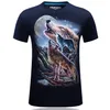 Personnalité hommes designer t-shirts impression 3D hip hop t-shirt loup sauvage gros vêtements, plus la taille t-shirt shorts hommes de luxe t-shirt