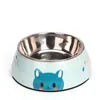 Cartoon Print Stainless Steel Bowls Dog Cats Feed Drink Bowl Pet Tableware Supplies 360025