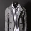 Vente en gros - Mode Hommes Double Breasted Hiver Slim Veste Chaude Élégant Trench-Coat Outwear