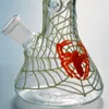 k Free DHL Spider Web Beaker Fluorescent Bong Straight Tube Dab Rigs Water Pipes Grow In Dark Bong 18.8mm Joint Smoking Waterpipe GID02