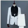 2018 새로운 최신 코트 바지 디자인 자카드 직물 신랑 턱시도 결혼식 슈트 슬림 피트 남자 정장 최고의 남자 자켓 바지 조끼