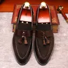 Mocassins en cuir véritable Patchwork pour hommes, chaussures de luxe de styliste, noir/café, à enfiler, couleur unie, chaussures formelles de mariage italien