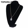 Topgrillz الهيب هوب فاطمة اليد العين قلادة قلادة لون الذهب مطلي مايكرو تمهيد زركون قلادة للرجال النساء ثلاث سلاسل