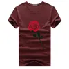 Rosa Impresso camisas de Verão Top Camisa Tripulação Pescoço Mangas Curtas 5XL Homens Nova Moda Roupas de Algodão Tops Masculino Casual Tees