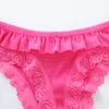 Wholesale Women's Underwear G-String Panties Sexy Mesh Thong Briefs Kvinna Transparent Intim Härlig Ruffles Panty Drop Shipping 1504