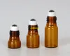 900pcs/lot 1ML 2ml 3ML Roll On Glass bottle With gold cap Amber Refillable Perfume Bottles Empty Essential Oil container