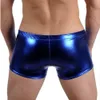 Mężczyźni PU Leather Boxer Krótki 2018 Lato Nowy Mężczyzna Chic Sexy Bielizna Solidna Kolor Osłona Męska wesoły Kąpiel Swimwear Stalowa Rura Cool Lingery